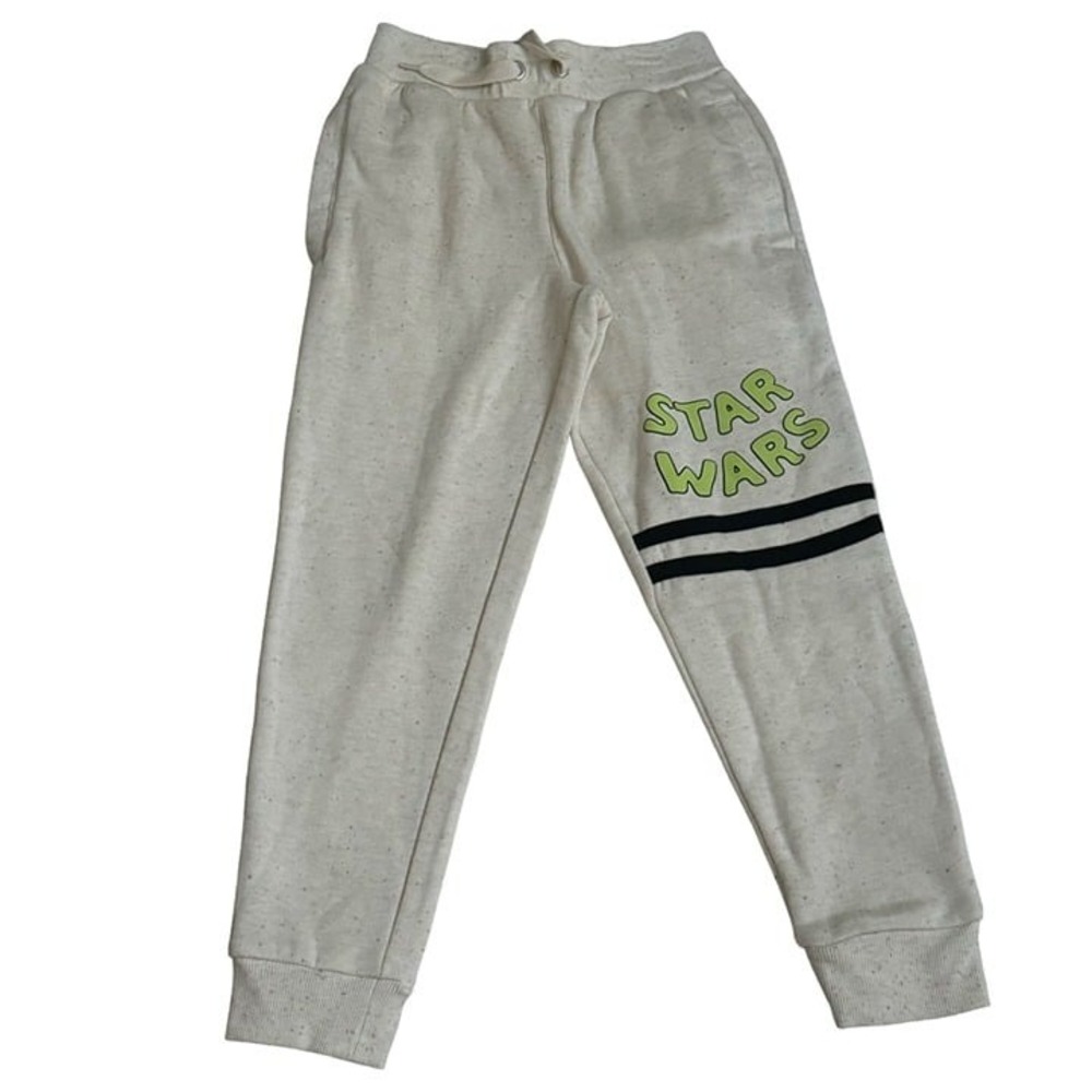 Star Wars boys kids sweatpant size medium 7/8 cream color elastic waist jogger